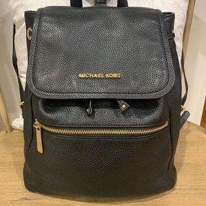 Michael Kors Rachel LG Flap Backpack Black Leather LIKE NEW